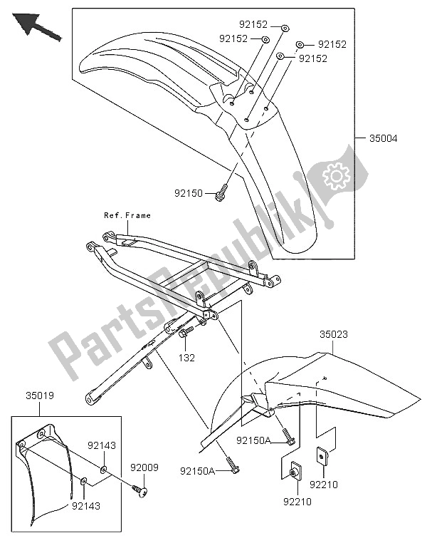 All parts for the Fenders of the Kawasaki KX 125 2005