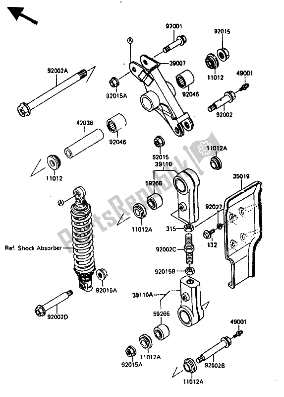 Toutes les pièces pour le Suspension du Kawasaki KX 250 1986
