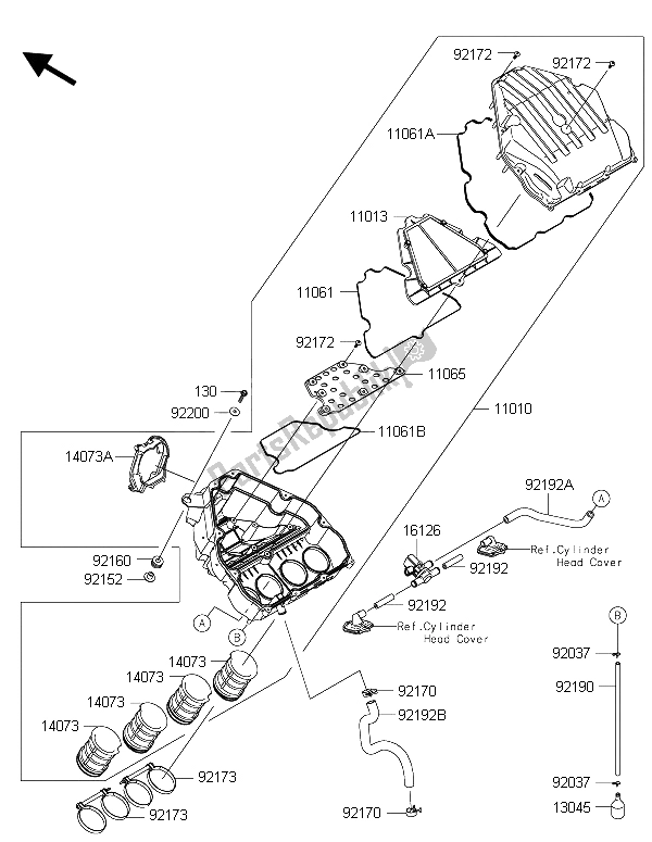 All parts for the Air Cleaner of the Kawasaki Z 1000 SX ABS 2015