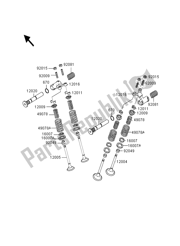 All parts for the Valve(s) of the Kawasaki GPZ 500S 1995