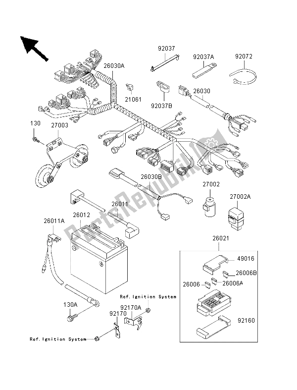 Toutes les pièces pour le Châssis équipement électrique du Kawasaki VN 1500 Drifter 1999