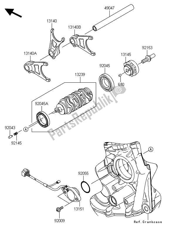 All parts for the Gear Change Drum & Shift Fork(s) of the Kawasaki Ninja ZX 10R 1000 2014