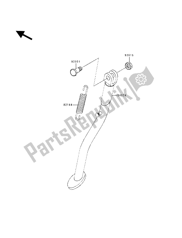 Tutte le parti per il In Piedi del Kawasaki KDX 125 1991