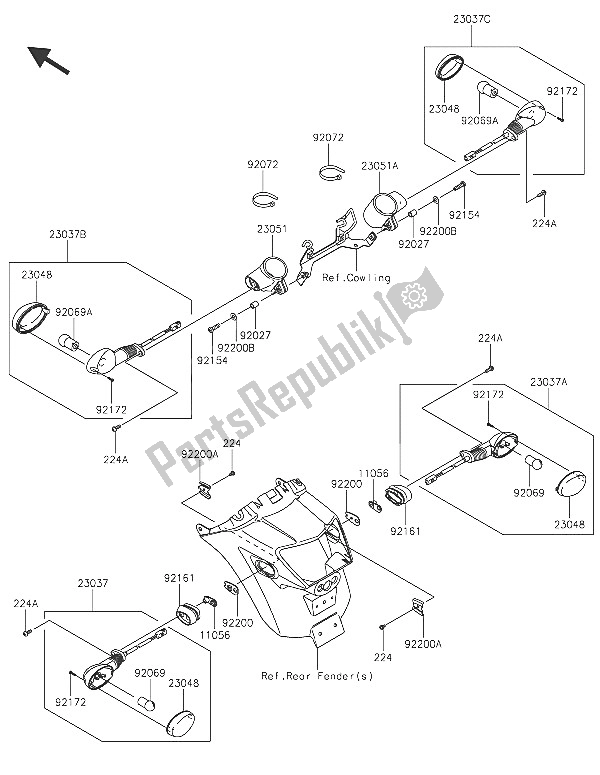 All parts for the Turn Signals of the Kawasaki Vulcan S ABS 650 2016