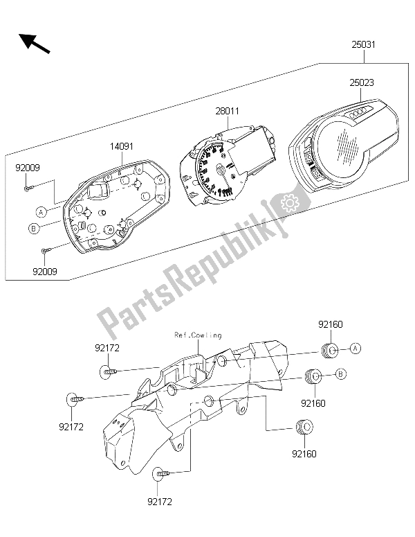 All parts for the Meter(s) of the Kawasaki Ninja ZX 6R 600 2015