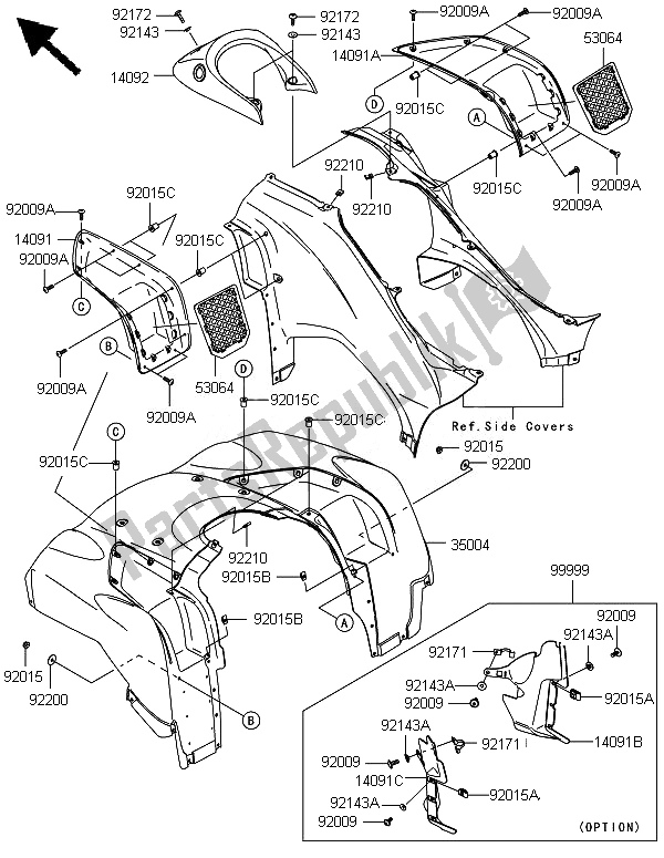 Todas las partes para Guardabarros Delantero de Kawasaki Brute Force 650 4X4I 2014