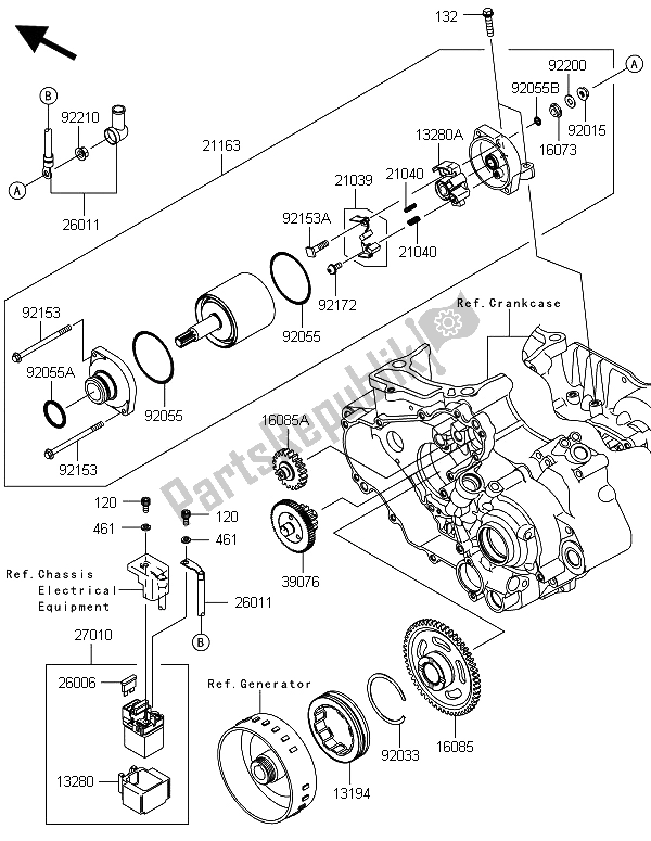 All parts for the Starter Motor of the Kawasaki KFX 450R 2013