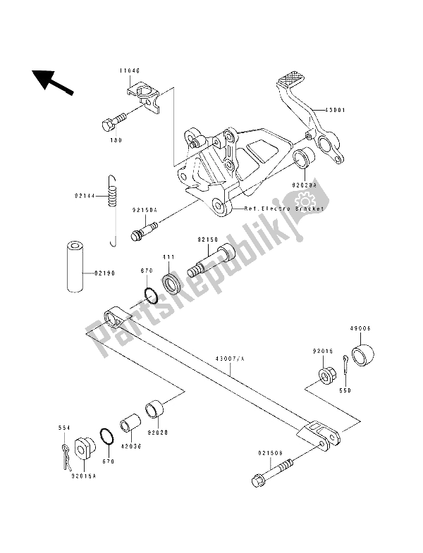 All parts for the Brake Pedal of the Kawasaki ZXR 750 1993