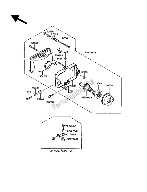 Tutte le parti per il Lampada Frontale del Kawasaki KLR 650 1987