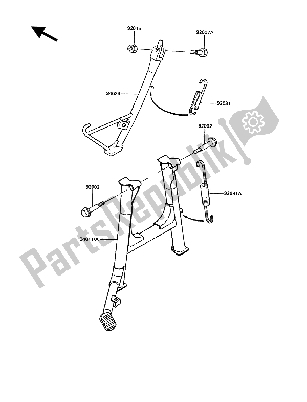 All parts for the Stand(s) of the Kawasaki 1000 GTR 1988