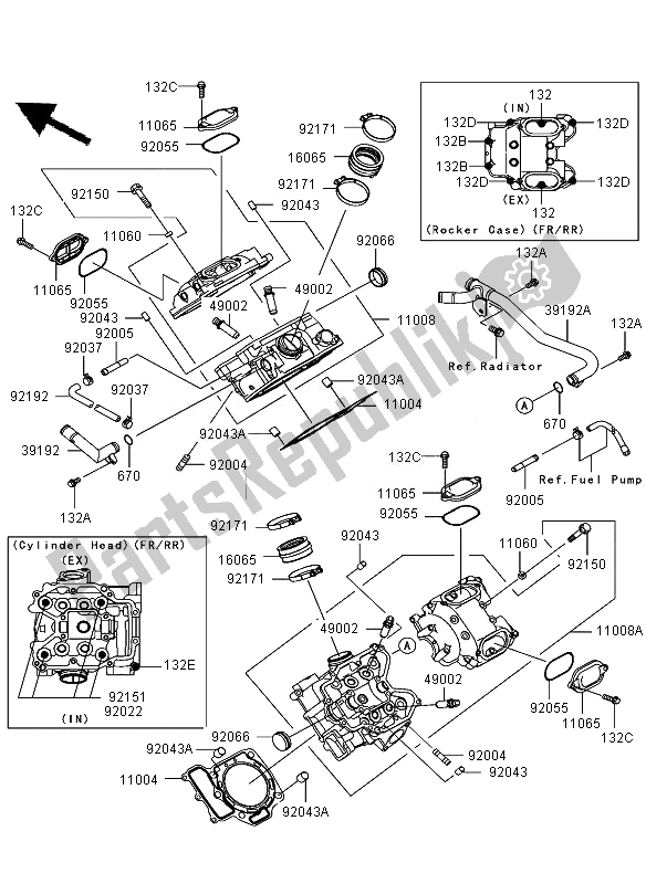 All parts for the Cylinder Head of the Kawasaki KVF 750 4X4 2007