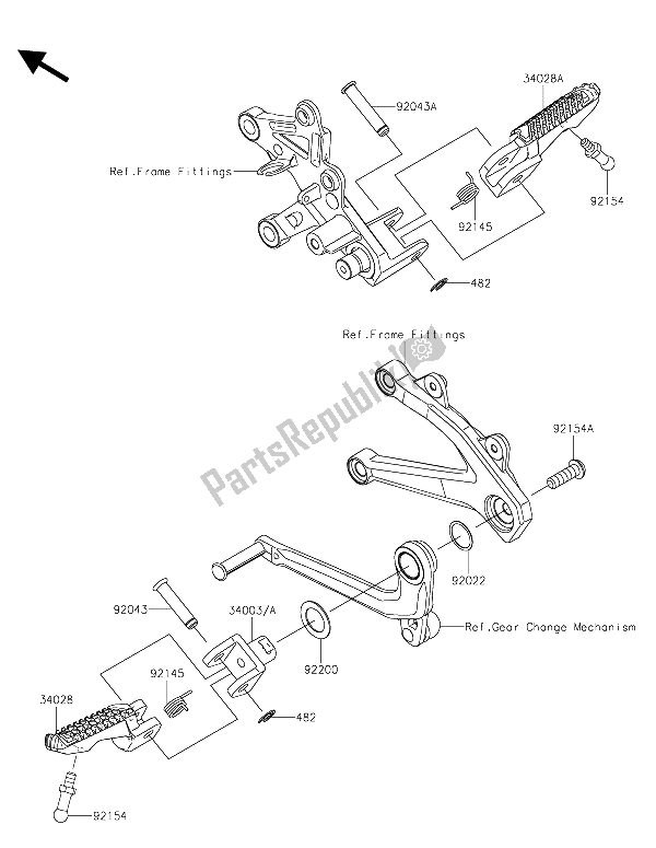 Todas las partes para Reposapiés de Kawasaki Ninja H2R 1000 2015