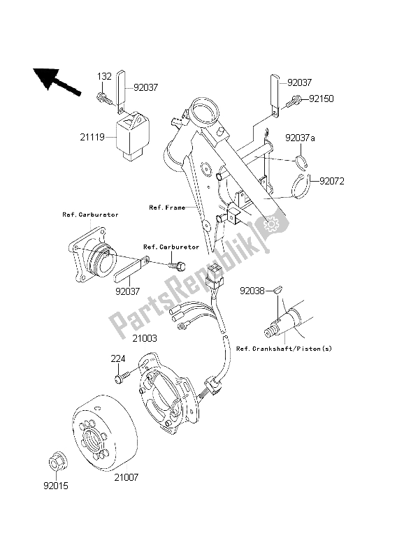 Todas as partes de Gerador do Kawasaki KX 65 2003