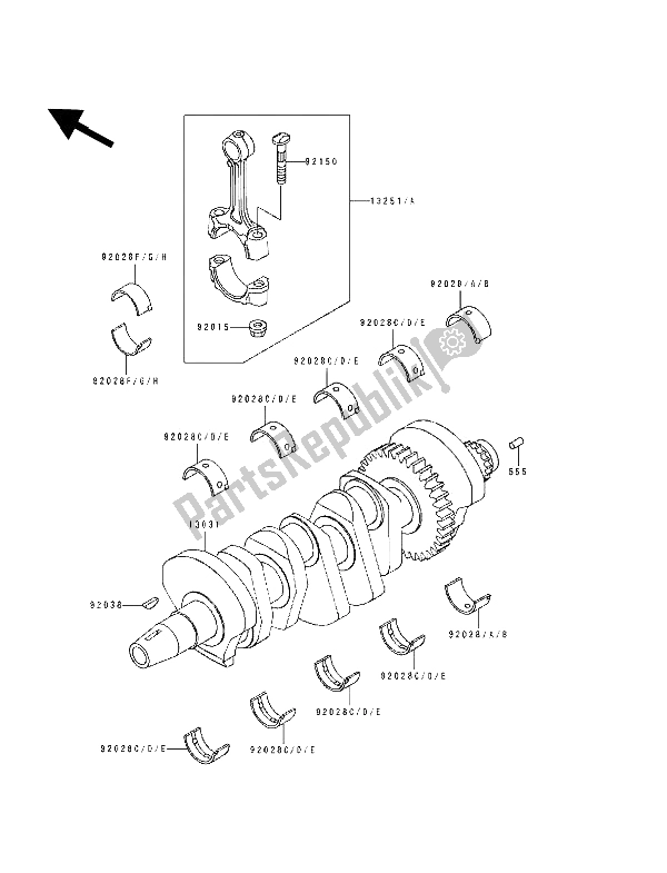 All parts for the Crankshaft of the Kawasaki ZXR 400 1991