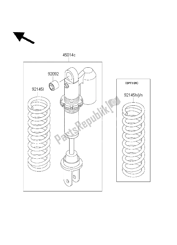 All parts for the Shock Absorber of the Kawasaki KX 65 2003