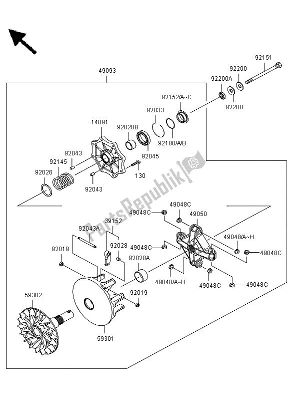 Todas las partes para Convertidor De Accionamiento de Kawasaki KVF 650 4X4 2013