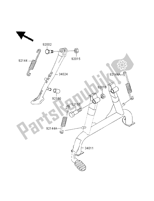 All parts for the Stand of the Kawasaki GPZ 1100 1998