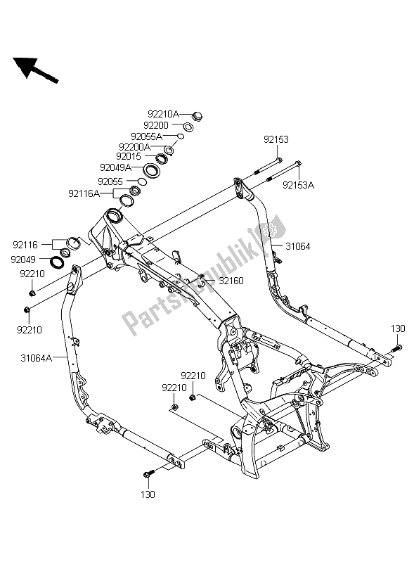 All parts for the Frame of the Kawasaki VN 2000 Classic 2008