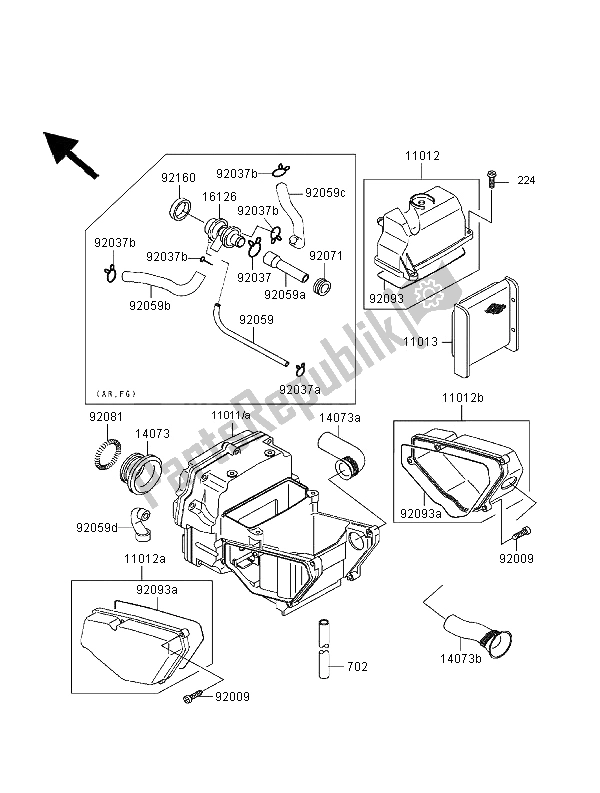 Alle onderdelen voor de Luchtfilter van de Kawasaki GPZ 500S 2000