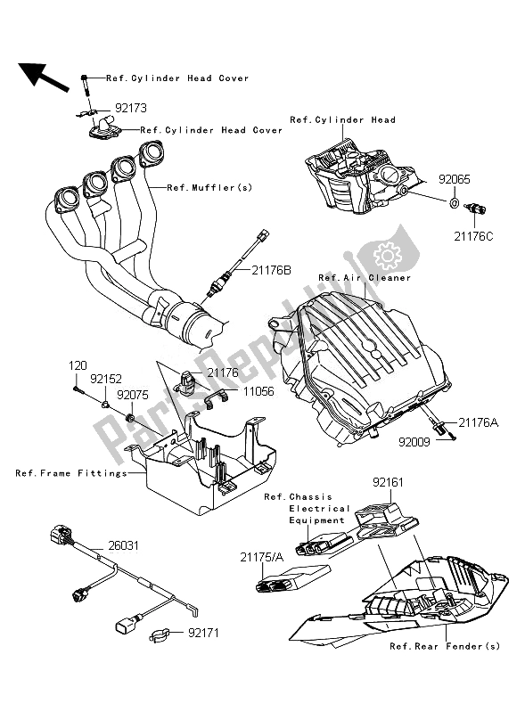 All parts for the Fuel Injection of the Kawasaki Z 1000 ABS 2010