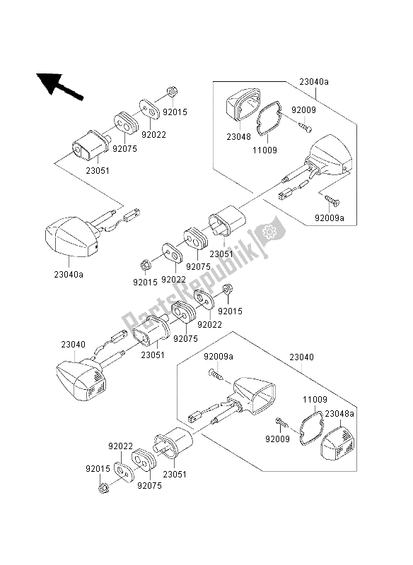 Toutes les pièces pour le Clignotants du Kawasaki ZRX 1200R 2003