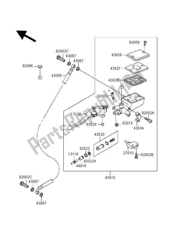 All parts for the Clutch Master Cylinder of the Kawasaki Ninja ZX 9R 900 1995