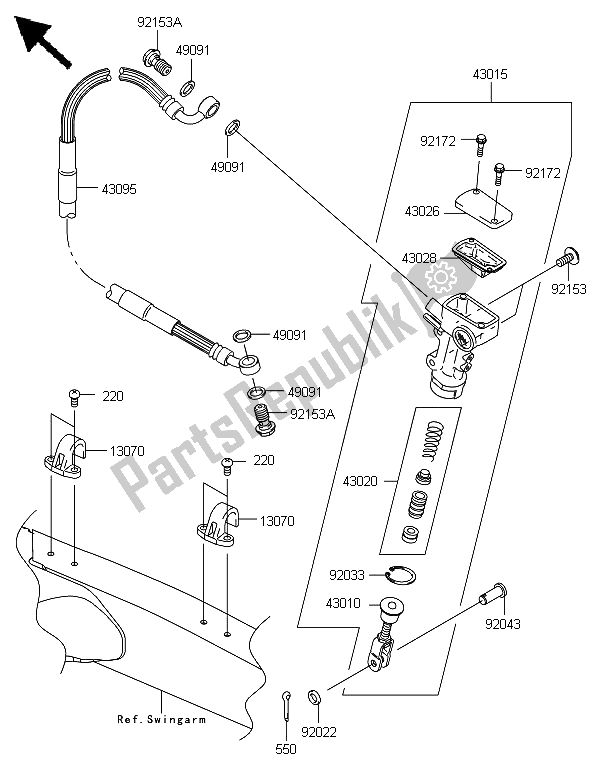 All parts for the Rear Master Cylinder of the Kawasaki KLX 450 2013