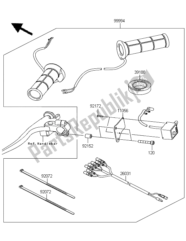 All parts for the Accessory (grip Heater) of the Kawasaki Z 1000 SX ABS 2011