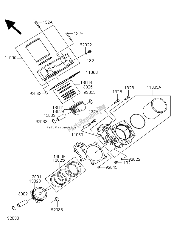 All parts for the Cylinder & Piston(s) of the Kawasaki KFX 700 2004