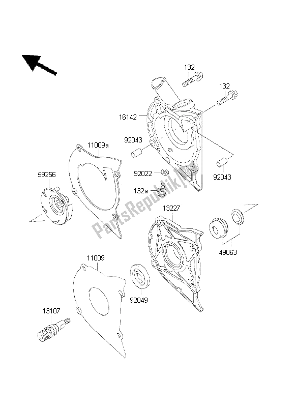 All parts for the Water Pump of the Kawasaki EN 500 2001