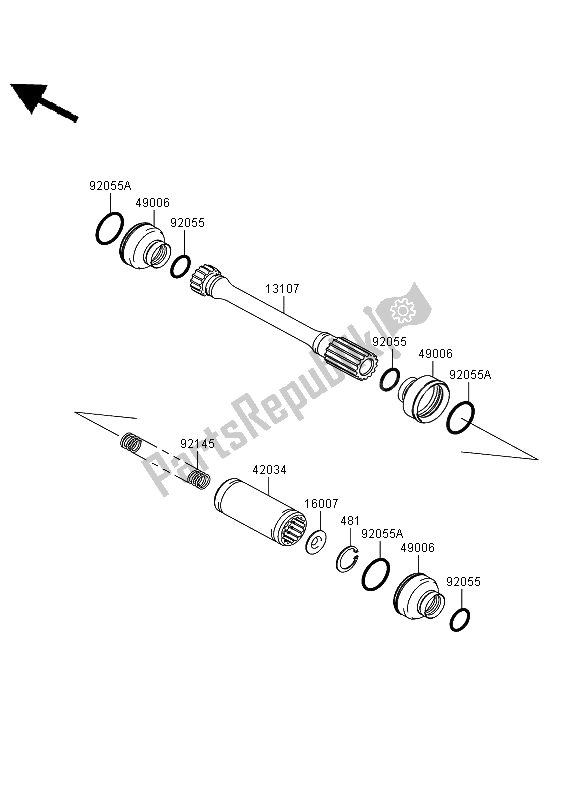 Toutes les pièces pour le Arbre D'entraînement Et Hélice du Kawasaki KVF 650 4X4 2008