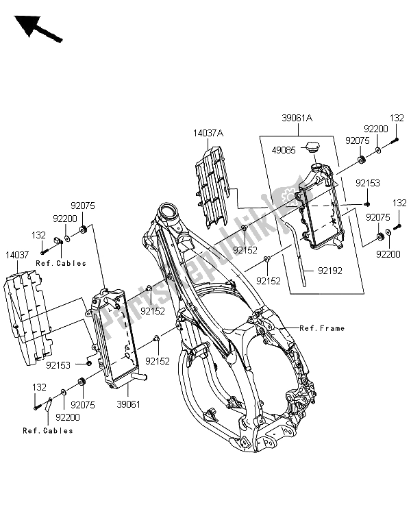 Tutte le parti per il Termosifone del Kawasaki KX 450F 2006