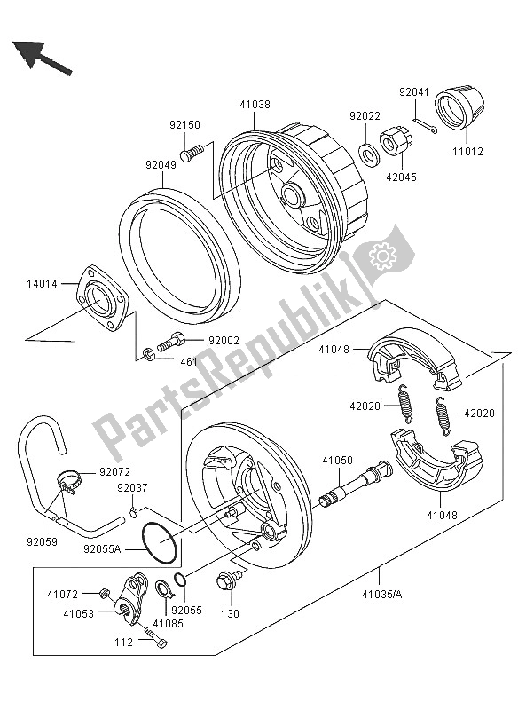 All parts for the Rear Hub of the Kawasaki KLF 300 2005