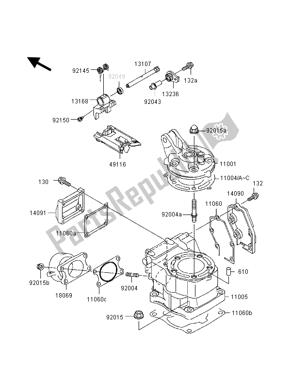 Tutte le parti per il Testata E Cilindro del Kawasaki KX 125 2000