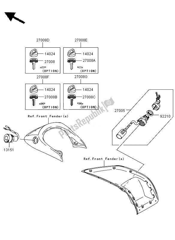All parts for the Ignition Switch of the Kawasaki KVF 750 4X4 2010