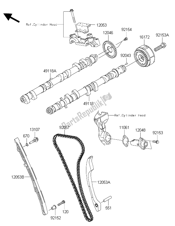 All parts for the Camshaft(s) & Tensioner of the Kawasaki 1400 GTR ABS 2015