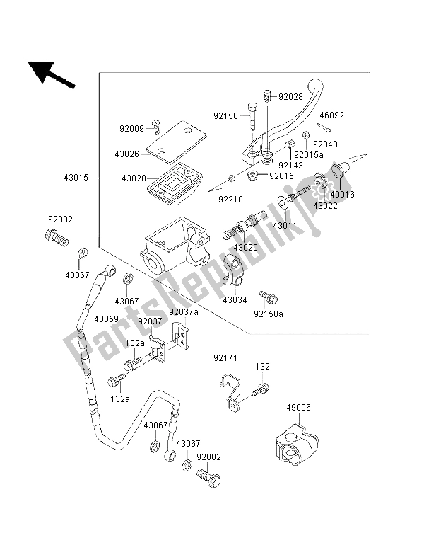 Wszystkie części do Przedni Cylinder G?ówny Kawasaki KX 500 2003