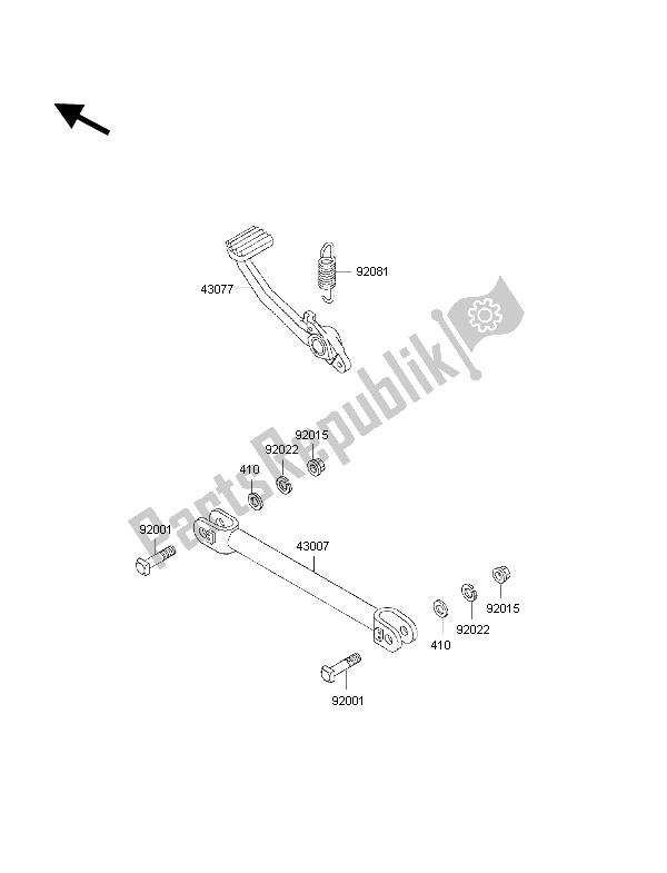 All parts for the Brake Pedal of the Kawasaki 1000 GTR 1997