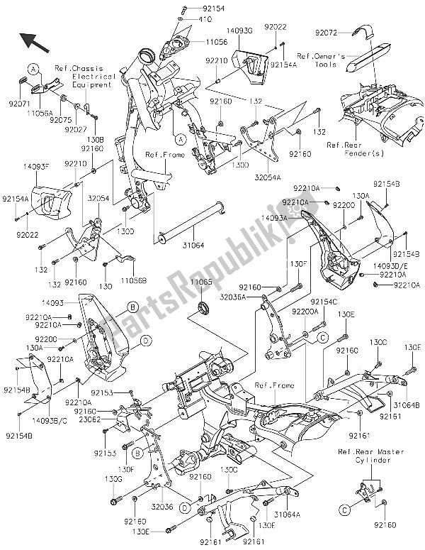 All parts for the Frame Fittings of the Kawasaki Vulcan S ABS 650 2016