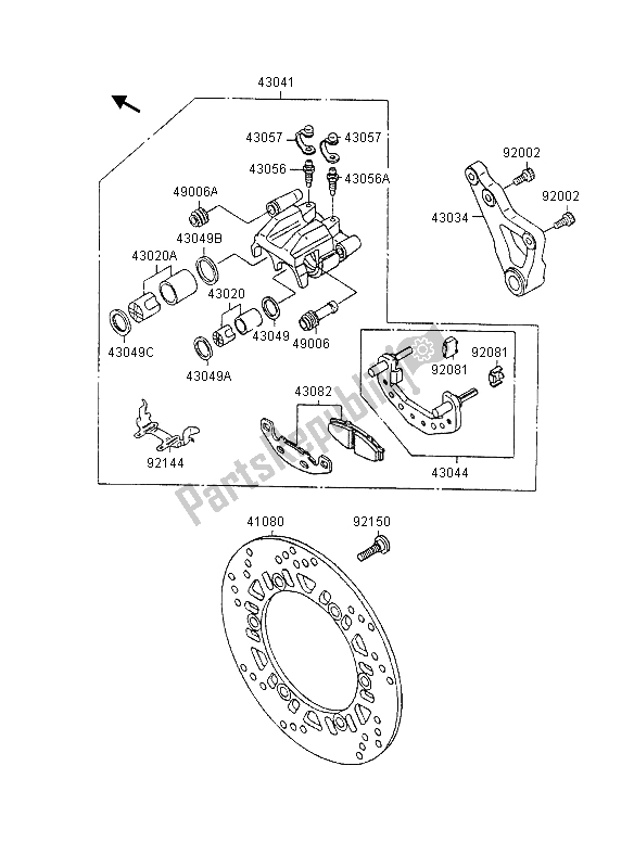 Toutes les pièces pour le Frein Arriere du Kawasaki GPX 600R 1995