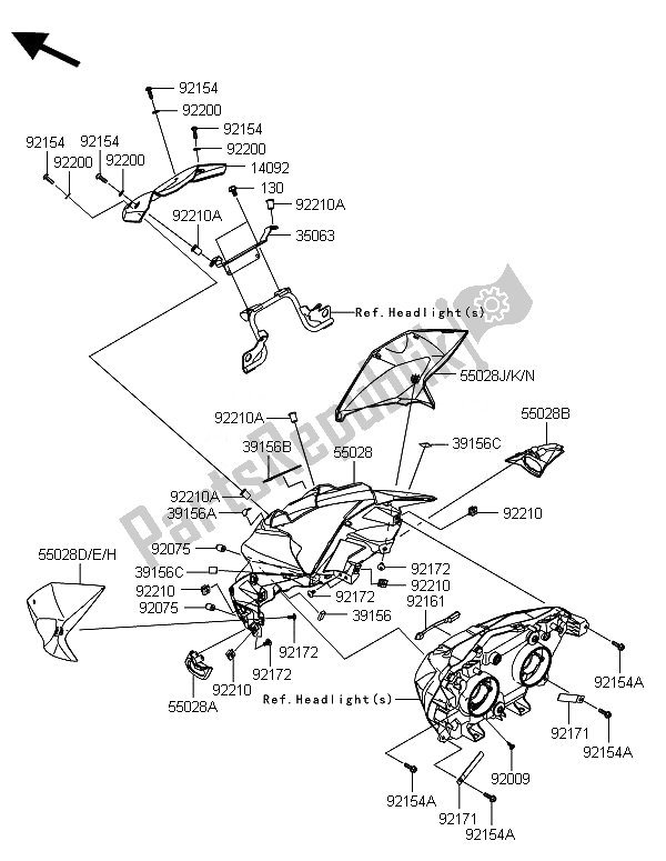 Todas las partes para Cubierta de Kawasaki Z 800 ABS DEF 2014