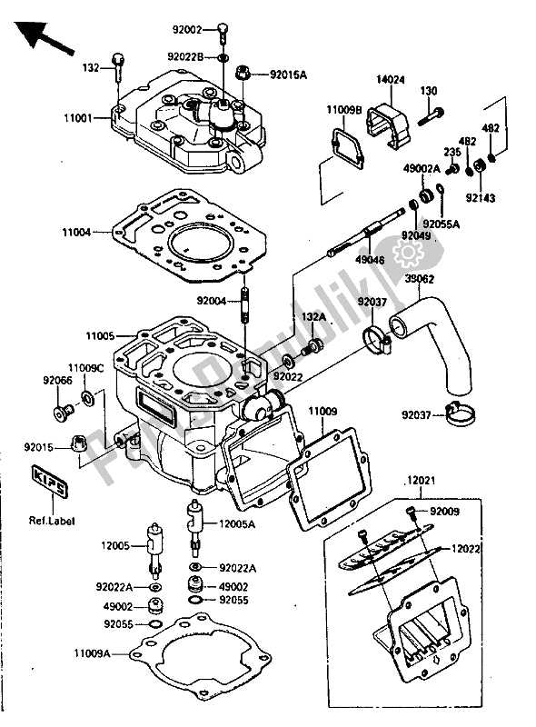 Todas as partes de Cabeça Do Cilindro E Cilindro do Kawasaki KX 250 1987