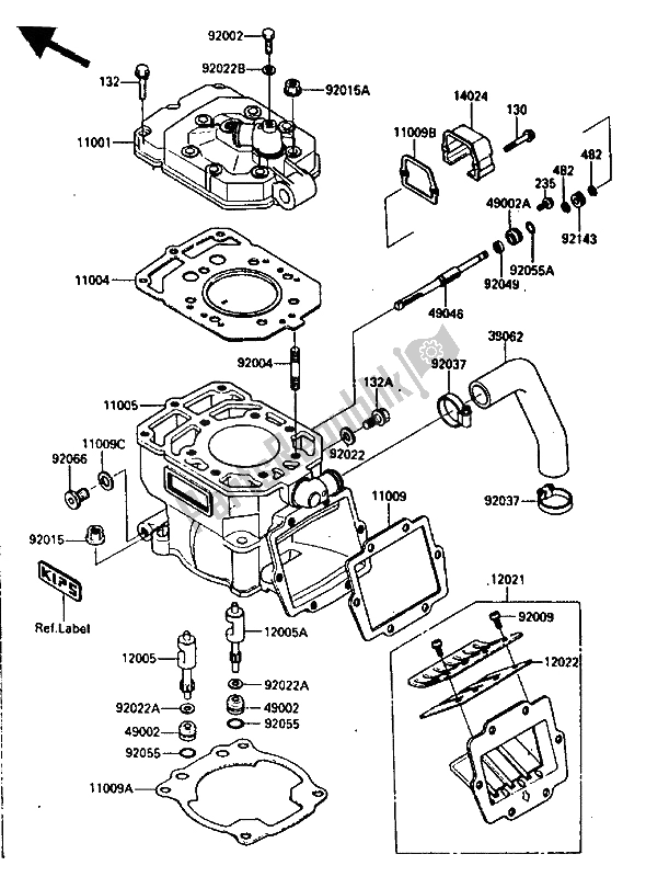 Todas as partes de Cabeça Do Cilindro E Cilindro do Kawasaki KX 250 1987