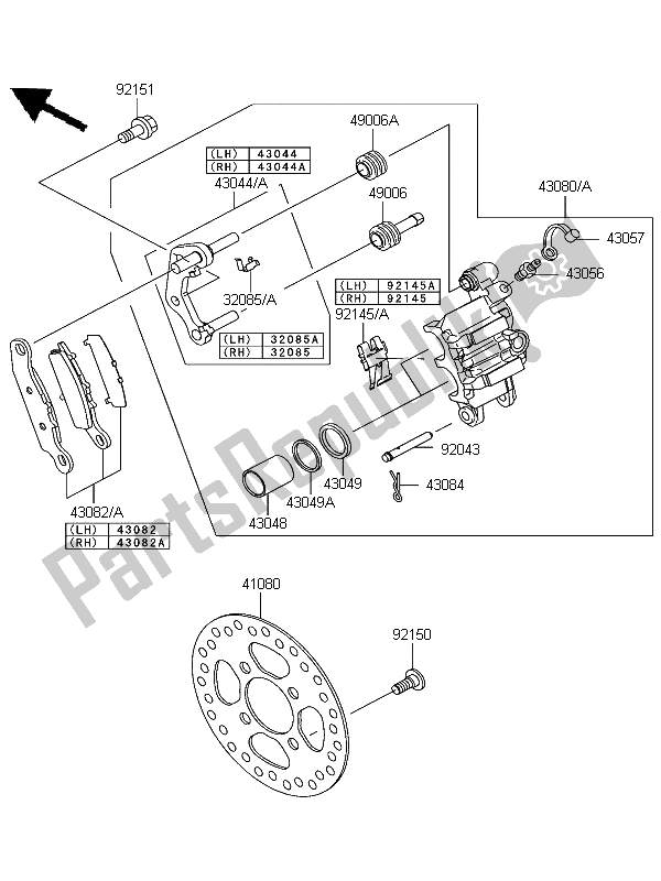 Tutte le parti per il Freno Anteriore del Kawasaki KFX 700 KSV 700B6F 2006