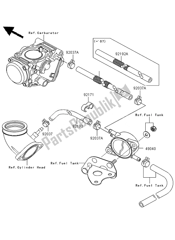 All parts for the Fuel Pump of the Kawasaki KVF 650 4X4 2007