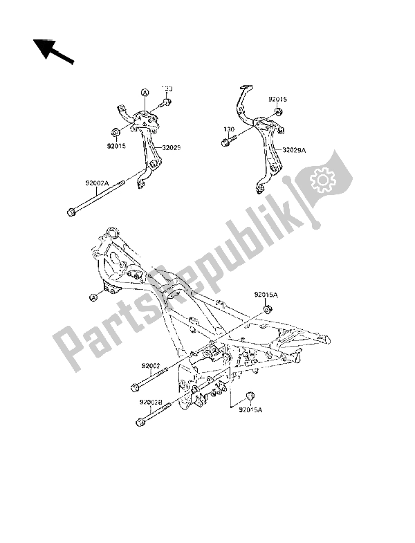 All parts for the Frame Fittings of the Kawasaki GPX 250R 1988