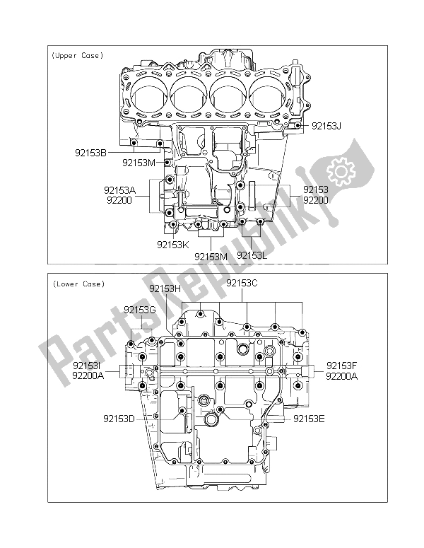 All parts for the Crankcase Bolt Pattern of the Kawasaki ZZR 1400 ABS 2015