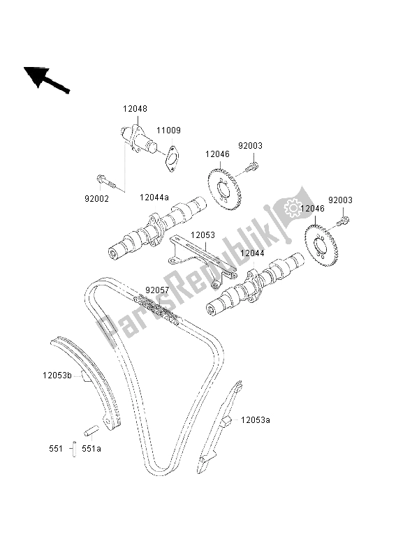 Alle onderdelen voor de Nokkenas En Spanner van de Kawasaki GPZ 500S 2002