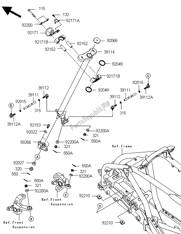 All parts for the Steering Shaft of the Kawasaki KFX 450R 2012