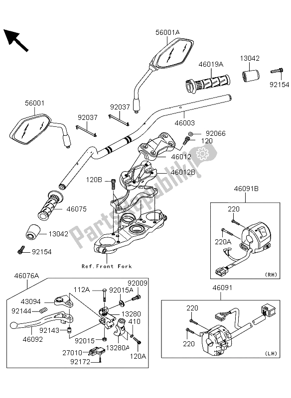 Todas as partes de Guidão do Kawasaki Versys ABS 650 2013